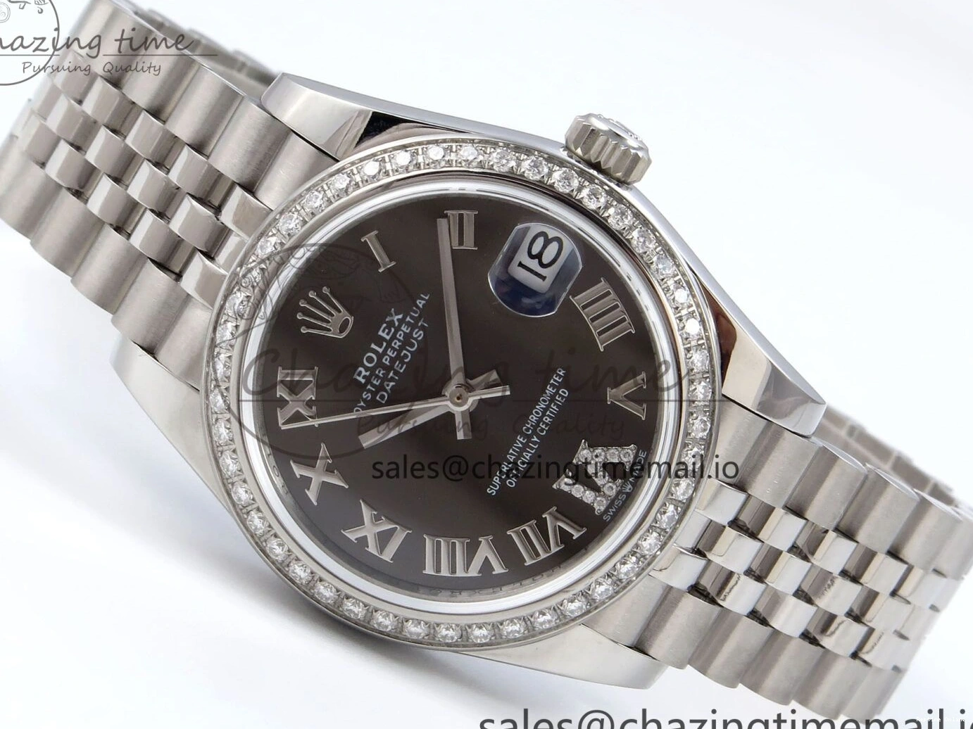 0119 DateJust 31 278384RBR JARF 1:1 Best Edition 904L Steel Gray Roman Diamonds Dial on SS Jubilee Bracelet HZ Classic 875